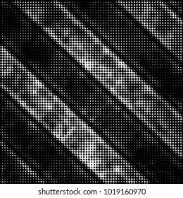 Spotted black and white grunge vector line background. Abstract halftone illustration background. Grunge grid polka dot background pattern
