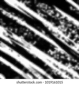 Spotted black and white grunge vector line background. Abstract halftone illustration background. Grunge grid polka dot background pattern
