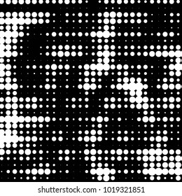Spotted black and white grunge vector line background. Abstract halftone illustration background. Grunge grid polka dot background pattern
