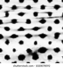 Spotted black and white grunge vector line background. Abstract halftone illustration background. Grunge grid polka dot background pattern
