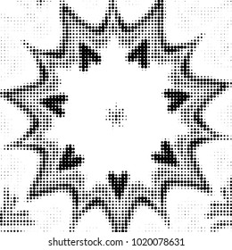 Spotted black and white grunge vector line background. Abstract halftone illustration background. Grunge grid polka dot background pattern
