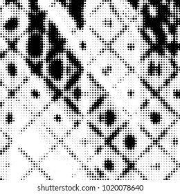 Spotted black and white grunge vector line background. Abstract halftone illustration background. Grunge grid polka dot background pattern
