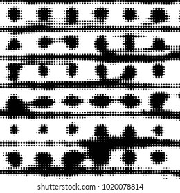 Spotted black and white grunge vector line background. Abstract halftone illustration background. Grunge grid polka dot background pattern
