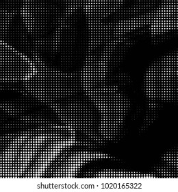 Spotted black and white grunge vector line background. Abstract halftone illustration background. Grunge grid polka dot background pattern
