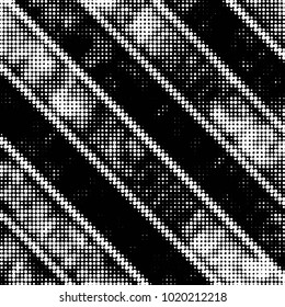Spotted black and white grunge vector line background. Abstract halftone illustration background. Grunge grid polka dot background pattern
