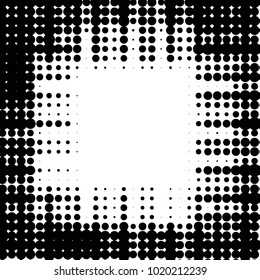 Spotted black and white grunge vector line background. Abstract halftone illustration background. Grunge grid polka dot background pattern
