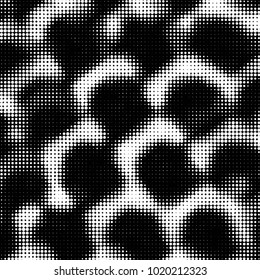 Spotted black and white grunge vector line background. Abstract halftone illustration background. Grunge grid polka dot background pattern
