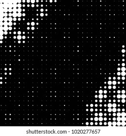 Spotted black and white grunge vector line background. Abstract halftone illustration background. Grunge grid polka dot background pattern
