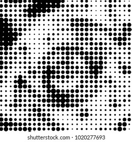 Spotted black and white grunge vector line background. Abstract halftone illustration background. Grunge grid polka dot background pattern
