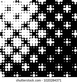 Spotted black and white grunge vector line background. Abstract halftone illustration background. Grunge grid polka dot background pattern
