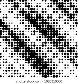 Spotted black and white grunge vector line background. Abstract halftone illustration background. Grunge grid polka dot background pattern
