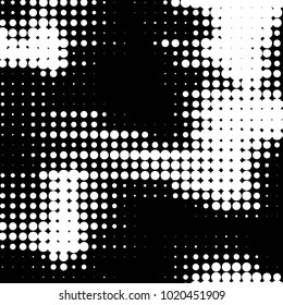 Spotted black and white grunge vector line background. Abstract halftone illustration background. Grunge grid polka dot background pattern
