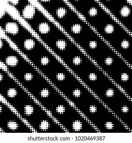 Spotted black and white grunge vector line background. Abstract halftone illustration background. Grunge grid polka dot background pattern
