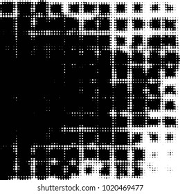 Spotted black and white grunge vector line background. Abstract halftone illustration background. Grunge grid polka dot background pattern
