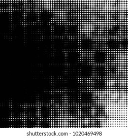 Spotted black and white grunge vector line background. Abstract halftone illustration background. Grunge grid polka dot background pattern
