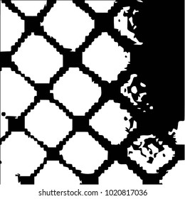 Spotted black and white grunge vector line background. Abstract halftone illustration background. Grunge grid polka dot background pattern
