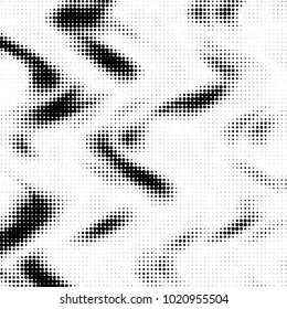 Spotted black and white grunge vector line background. Abstract halftone illustration background. Grunge grid polka dot background pattern
