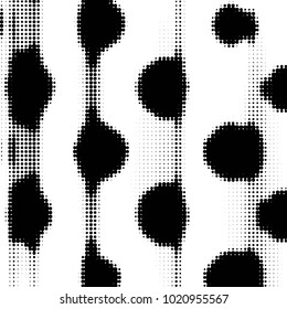 Spotted black and white grunge vector line background. Abstract halftone illustration background. Grunge grid polka dot background pattern
