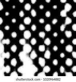 Spotted black and white grunge vector line background. Abstract halftone illustration background. Grunge grid polka dot background pattern
