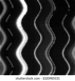 Spotted black and white grunge vector line background. Abstract halftone illustration background. Grunge grid polka dot background pattern
