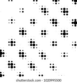 Spotted black and white grunge vector line background. Abstract halftone illustration background. Grunge grid polka dot background pattern
