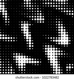 Spotted black and white grunge vector line background. Abstract halftone illustration background. Grunge grid polka dot background pattern
