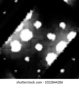 Spotted black and white grunge vector line background. Abstract halftone illustration background. Grunge grid polka dot background pattern
