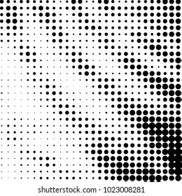 Spotted black and white grunge vector line background. Abstract halftone illustration background. Grunge grid polka dot background pattern
