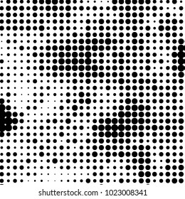 Spotted black and white grunge vector line background. Abstract halftone illustration background. Grunge grid polka dot background pattern

