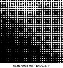Spotted black and white grunge vector line background. Abstract halftone illustration background. Grunge grid polka dot background pattern
