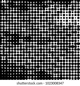 Spotted black and white grunge vector line background. Abstract halftone illustration background. Grunge grid polka dot background pattern
