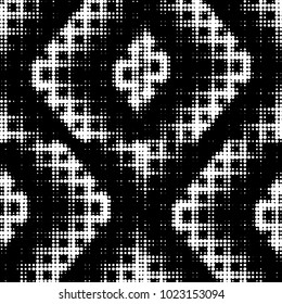 Spotted black and white grunge vector line background. Abstract halftone illustration background. Grunge grid polka dot background pattern
