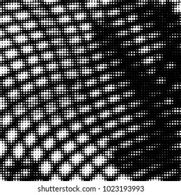 Spotted black and white grunge vector line background. Abstract halftone illustration background. Grunge grid polka dot background pattern
