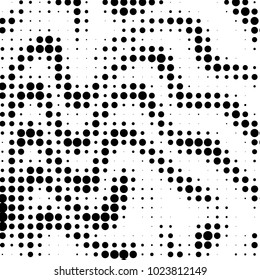 Spotted black and white grunge vector line background. Abstract halftone illustration background. Grunge grid polka dot background pattern

