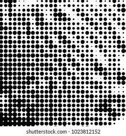 Spotted black and white grunge vector line background. Abstract halftone illustration background. Grunge grid polka dot background pattern

