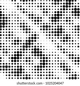 Spotted black and white grunge vector line background. Abstract halftone illustration background. Grunge grid polka dot background pattern
