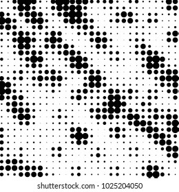 Spotted black and white grunge vector line background. Abstract halftone illustration background. Grunge grid polka dot background pattern
