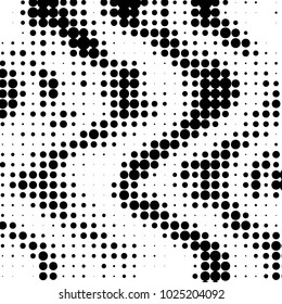 Spotted black and white grunge vector line background. Abstract halftone illustration background. Grunge grid polka dot background pattern
