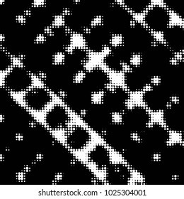 Spotted black and white grunge vector line background. Abstract halftone illustration background. Grunge grid polka dot background pattern
