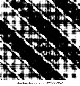 Spotted black and white grunge vector line background. Abstract halftone illustration background. Grunge grid polka dot background pattern
