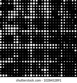 Spotted black and white grunge vector line background. Abstract halftone illustration background. Grunge grid polka dot background pattern
