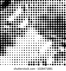 Spotted black and white grunge vector line background. Abstract halftone illustration background. Grunge grid polka dot background pattern
