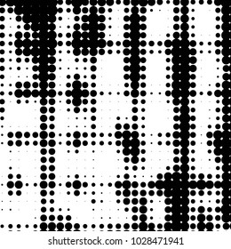 Spotted black and white grunge vector line background. Abstract halftone illustration background. Grunge grid polka dot background pattern
