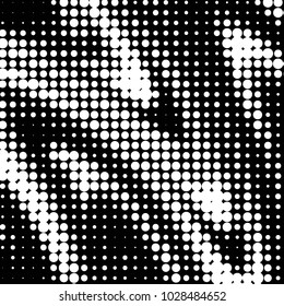 Spotted black and white grunge vector line background. Abstract halftone illustration background. Grunge grid polka dot background pattern
