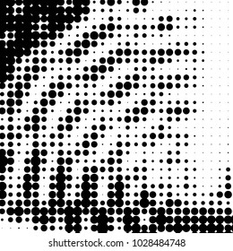 Spotted black and white grunge vector line background. Abstract halftone illustration background. Grunge grid polka dot background pattern
