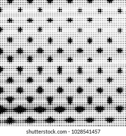 Spotted black and white grunge vector line background. Abstract halftone illustration background. Grunge grid polka dot background pattern
