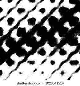 Spotted black and white grunge vector line background. Abstract halftone illustration background. Grunge grid polka dot background pattern
