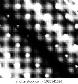 Spotted black and white grunge vector line background. Abstract halftone illustration background. Grunge grid polka dot background pattern
