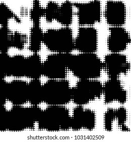 Spotted black and white grunge vector line background. Abstract halftone illustration background. Grunge grid polka dot background pattern
