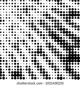 Spotted black and white grunge vector line background. Abstract halftone illustration background. Grunge grid polka dot background pattern
